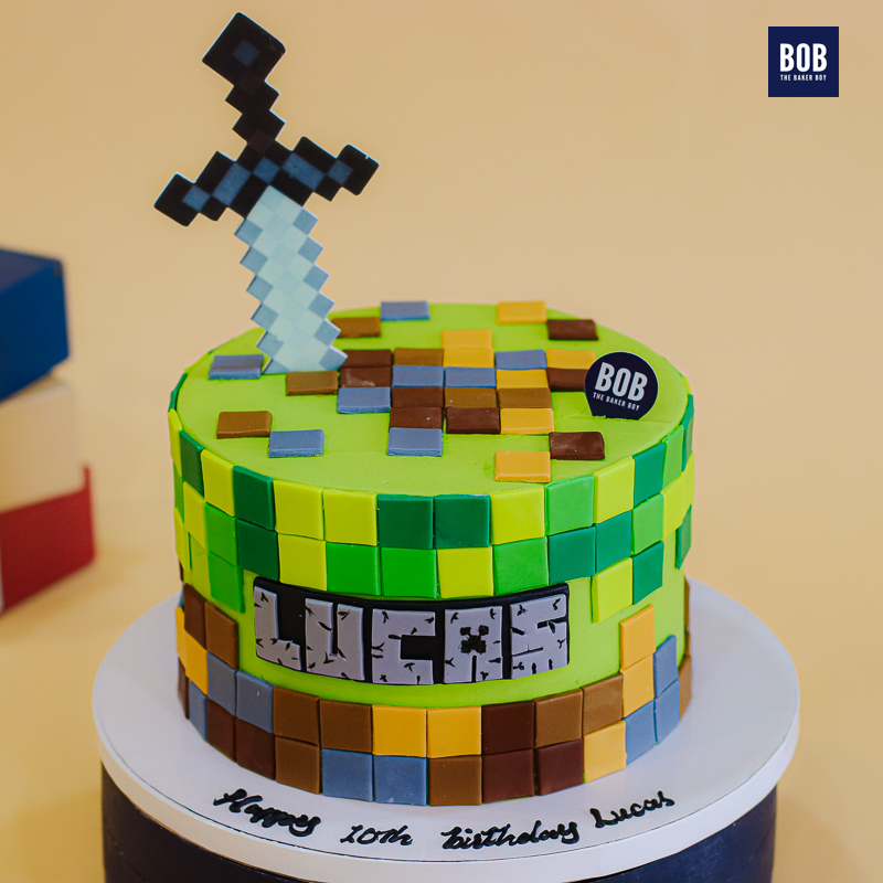 Minecraft Birthday Cake with Customised Name